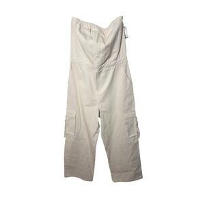 Audrey Parks Francesca's NWT‎ Cargo Strapless Wide Leg Jumpsuit Jumper Pants L